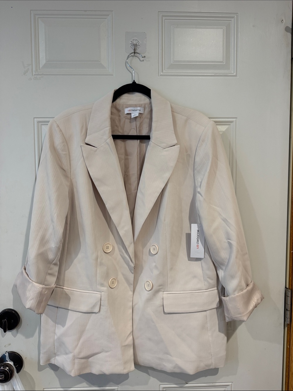 Liz Claiborne Light Cream Double-Breasted Blazer Jacket